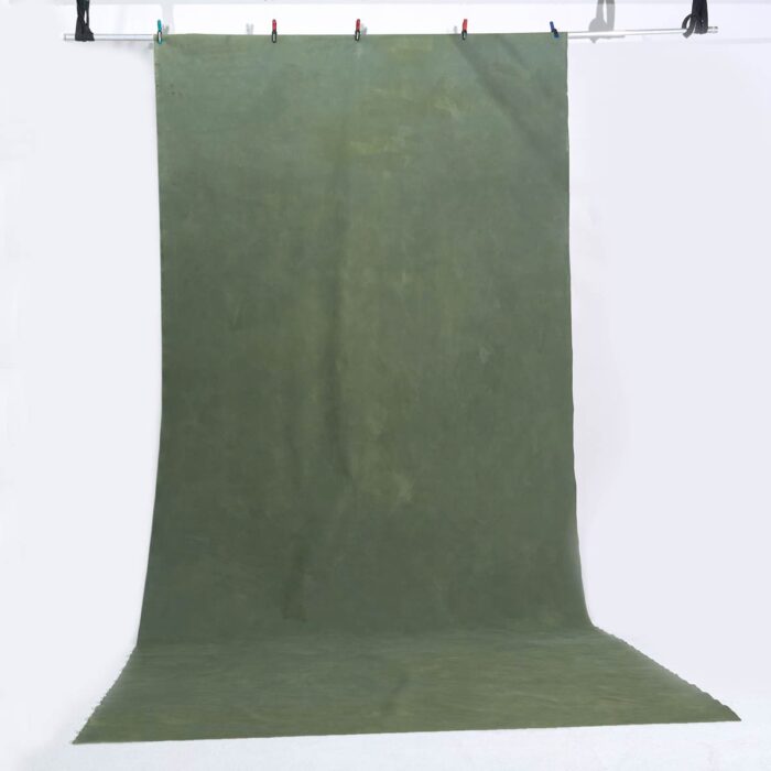 #3226 Green fabric handpainted 3.20 x 7.50